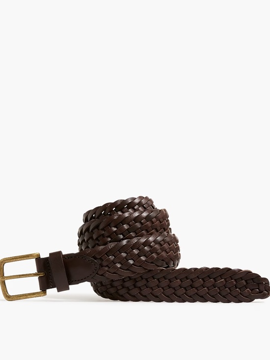 J.CREW Women J.Crew Dark Brown Braided Genuine Leather Belt Size 36